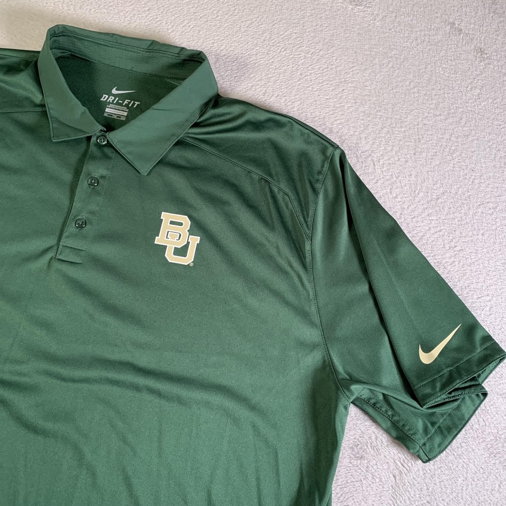 Baylor Bears Shirt Mens 2XL Green‎ NCAA Football Nike Dri-FIT Polo Golf XXL